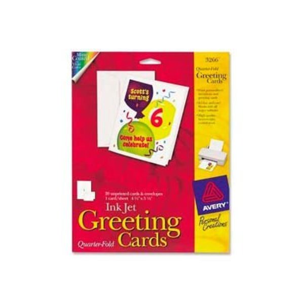 Avery Avery® Quarter-Fold Greeting Card, 4-1/4" x 5-1/2", Matte, White, 20 Sheets/Pack 3266